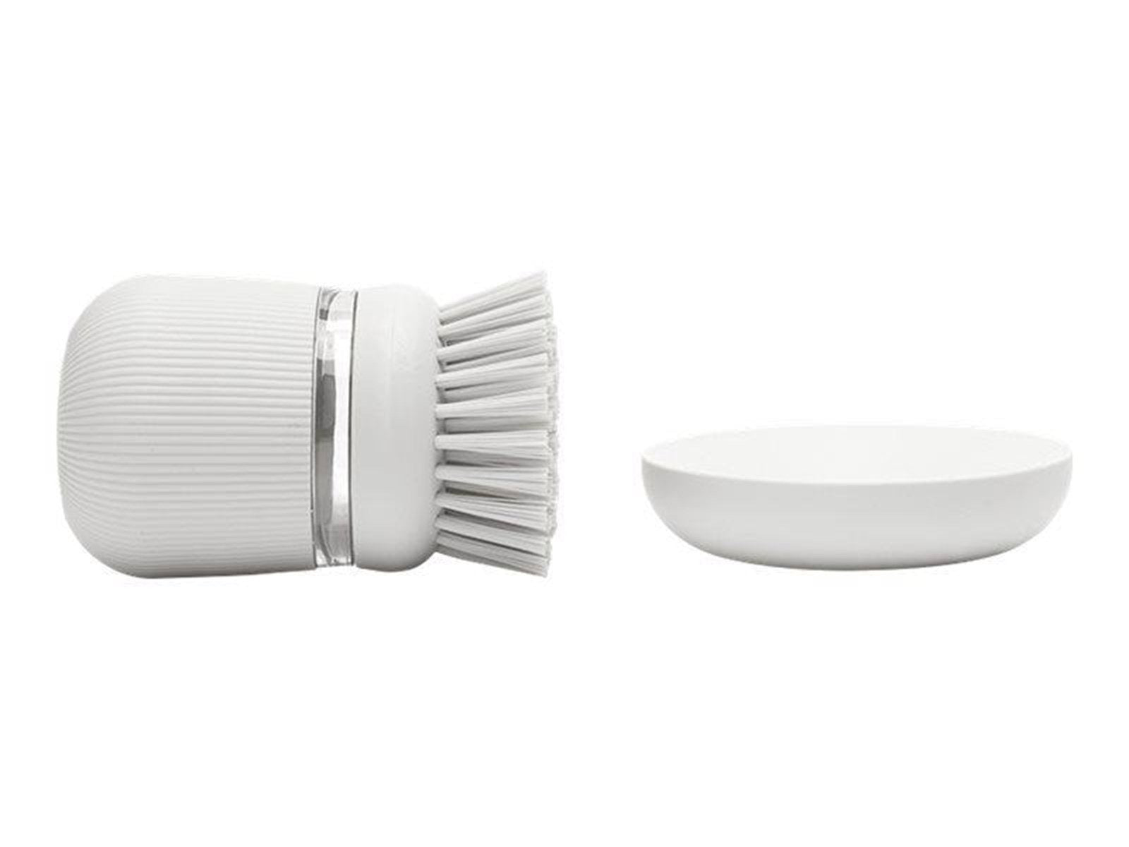 brabantia - soap dispensing dish brush - polyester - light grey brabantia - soap dispensing dish brush - polyester - light grey